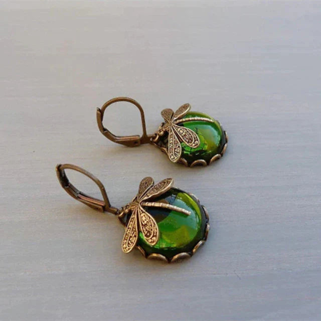 Elowen™ | Antique Crystal Dragonfly Earrings
