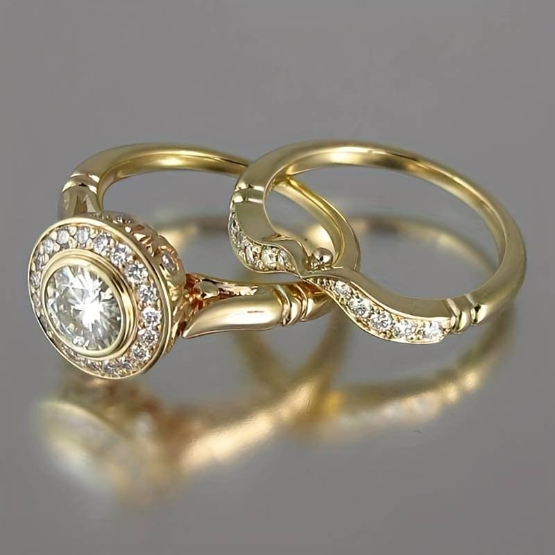 Bjorn™ | Vintage Gold & Zirconia Ring Set